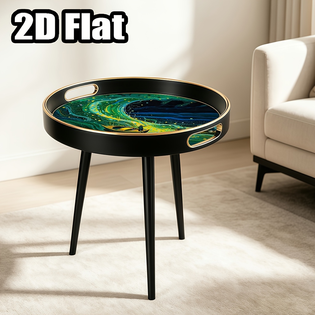 Polygonal Modern Minimalist Table with Boat Painting