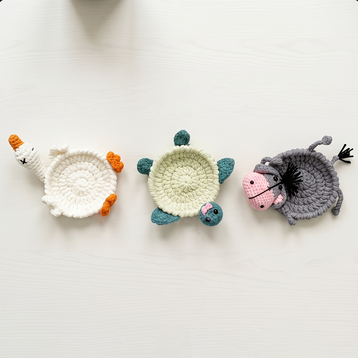 TEMU Ensemble de 3 sous-verres animaux au crochet à , décompression amusante, sous-verres 3D avec têtes explosives, décoration de table pour fête,