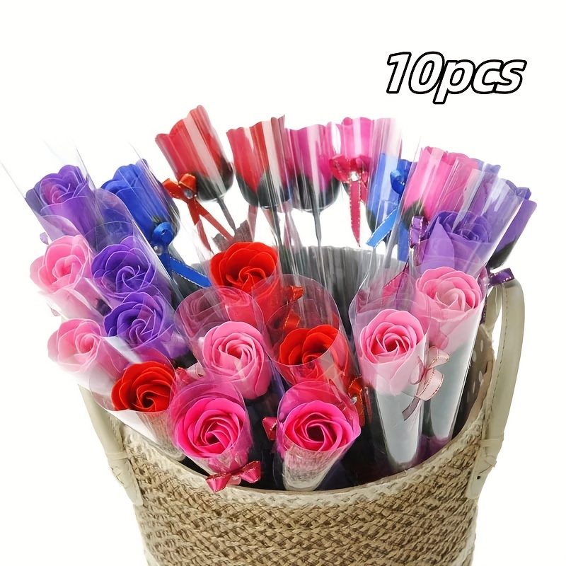 10pcs, Exquisite Single-stem Artificial Soap Rose: Ideal For Valentine's Day, Father's Day, Anniversaries, Or Weddings - Scented Soap Rose For Romantic Gifts And Stunning Party Decor