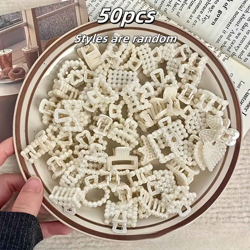 E-shop 25/50 Stück Französische Retro Mini Kleine Haarklammer Weiblich Internet Berühmtheit Temperament Pony Clip Elegante Haar Klammer Süße Klammer,
