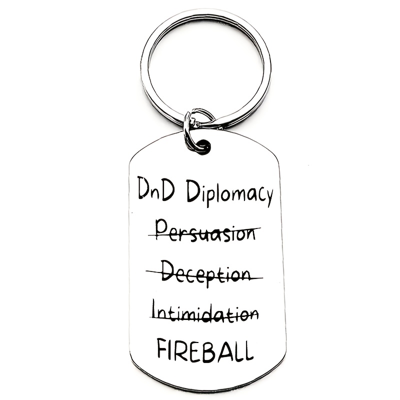 TEMU A Keychain Featuring "dnd Skill " - Engraved With Black Text, Making It For Rpg Enthusiasts And . Made From High-quality Stainless Steel With