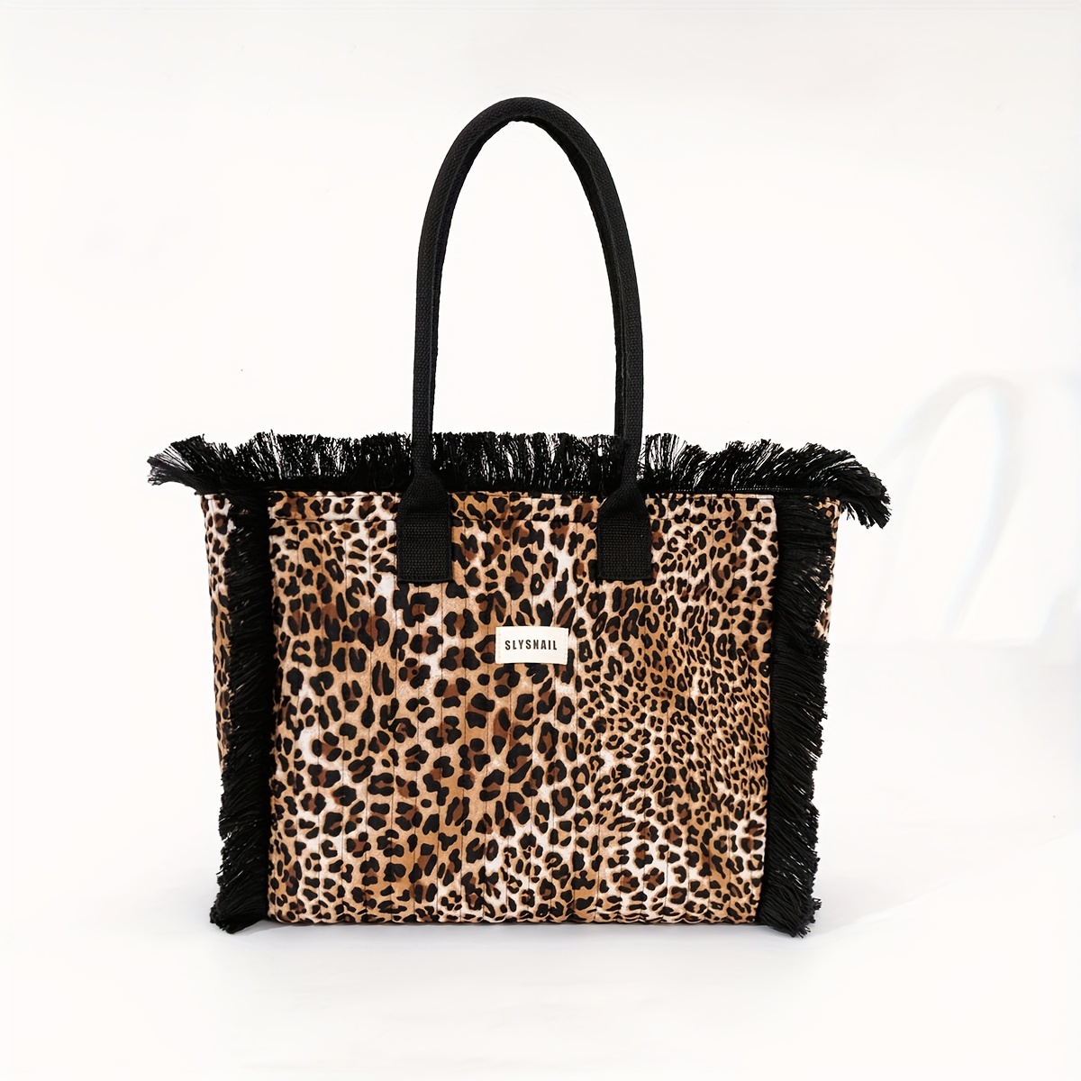 TEMU Autumn And Winter Retro Leopard Slysnail Large-capacity Zipper One-shoulder Tote Women'