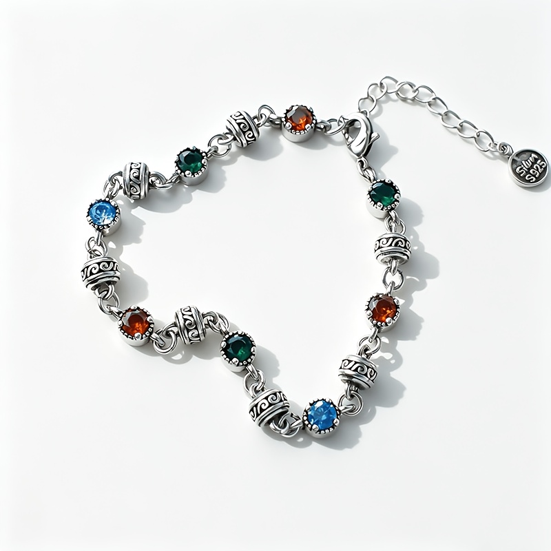 Image of 1 Exquisite And Fashionable S925 Silver Bracelet, With Colored Synthetic Zirconia, Suitable For Daily Wear And Parties, The For Holiday Gifts