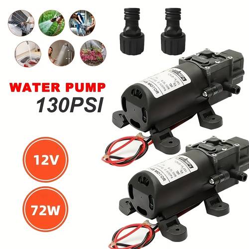 2pcs 130psi high pressure rv water pump 12v water pump 72w intelligent self priming sprayer pump for marine boat garden