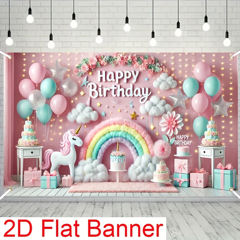 Personalisiertes Geburtstagsbanner Mit Fotos & Ballons - 2 Stück, Ca. 60x180 Cm
