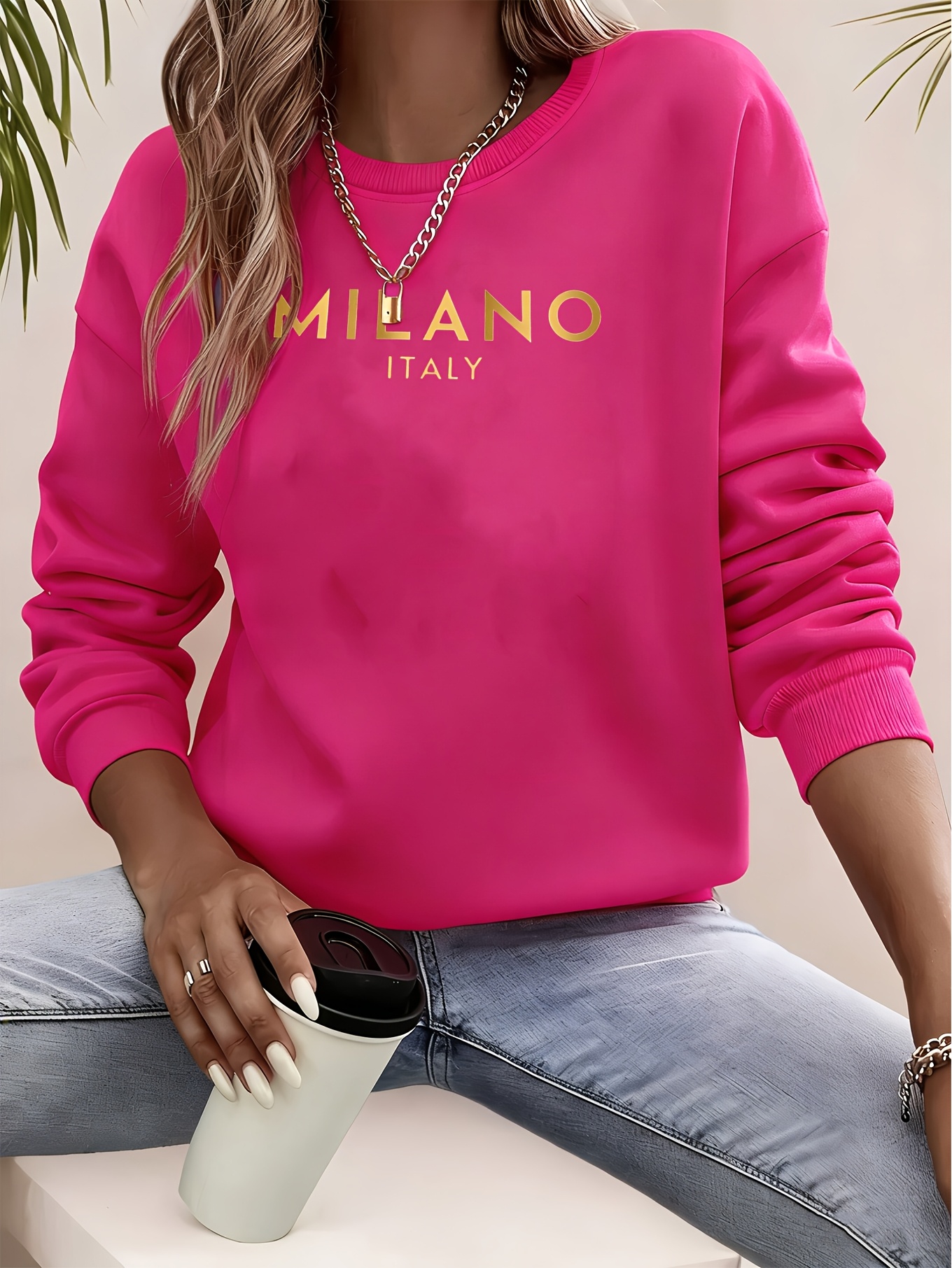 all   all elegant round neck polyester letter womens fashion sweatshirt