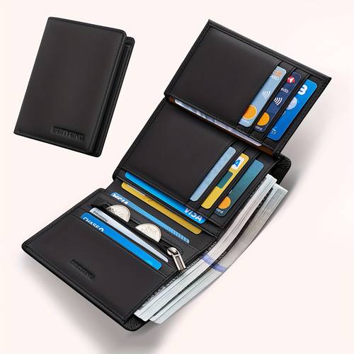genuine leather wallet for men 13 card slots with anti theft feature