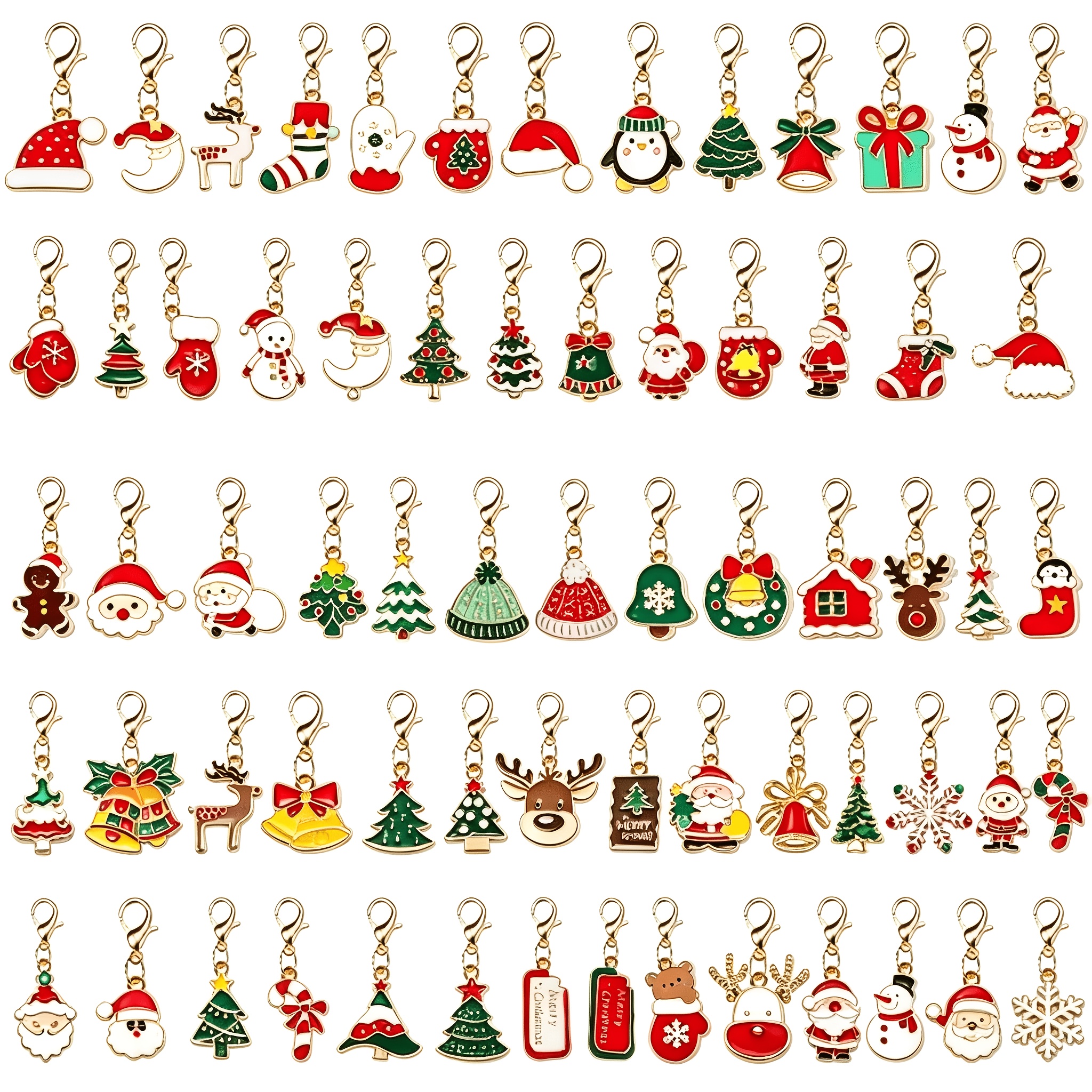 TEMU 30pcs Random Christmas Keychain Mixed Set, Including 10 Random Drip-paint Christmas Keychains, 10 Organza Gift Bags, And 10 Christmas Greeting