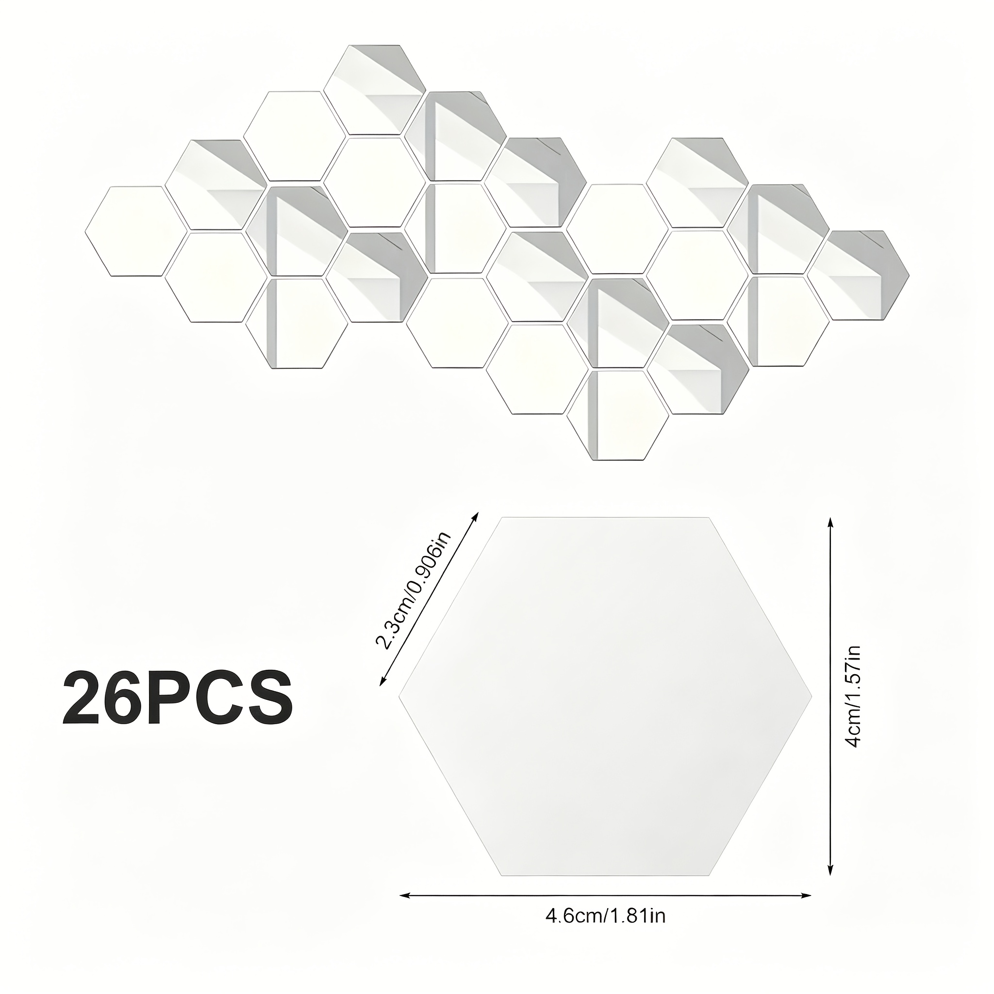26pcs Hexagon Mirror Wall Stickers Acrylic Self-adhesive 3d Wall Decals For Living Room, Entryway, Hallway, Staircase