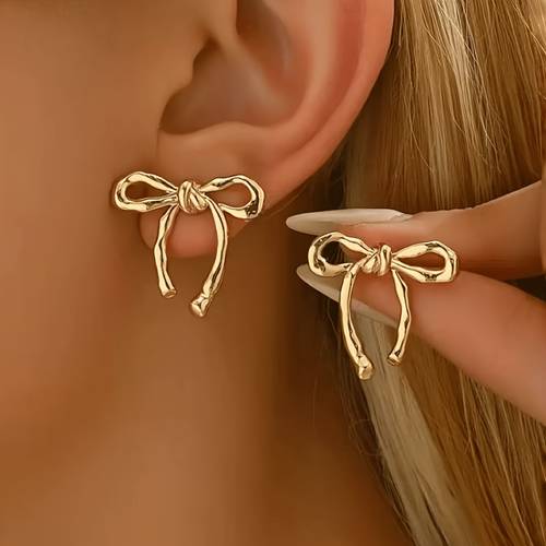 1 pair of simple fashionable and elegant bow knot stud earrings