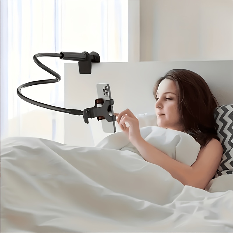 TEMU 1pc Gooseneck Phone Holder For Bed, Lazy Phone Stand, Total Length 75.01cm, 360Â° Adjustable Clip, Hanging Phone Holder, Suitable For Bed, Desk,
