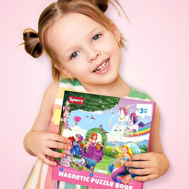 TEMU Unicorn Magnetic Puzzles For -5 Girls, 20pcs Travel Puzzles For Kids Ages 4-6, Car Airplane Road Trip Activities Toys For 3 4 5 6 Year Old Girls