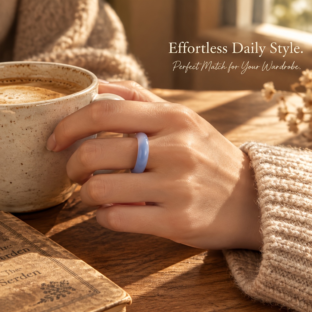 2pc Glowstone Transparent Band Ring Set, Versatile Gift