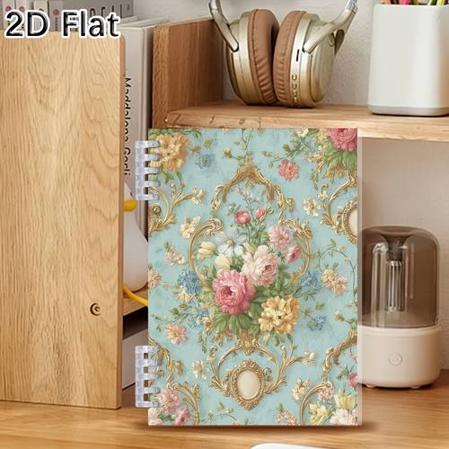 1pc vintage elegant floral print notebook for daily study office and daily use