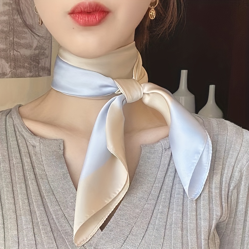 womens french inspired square scarf white print Temu