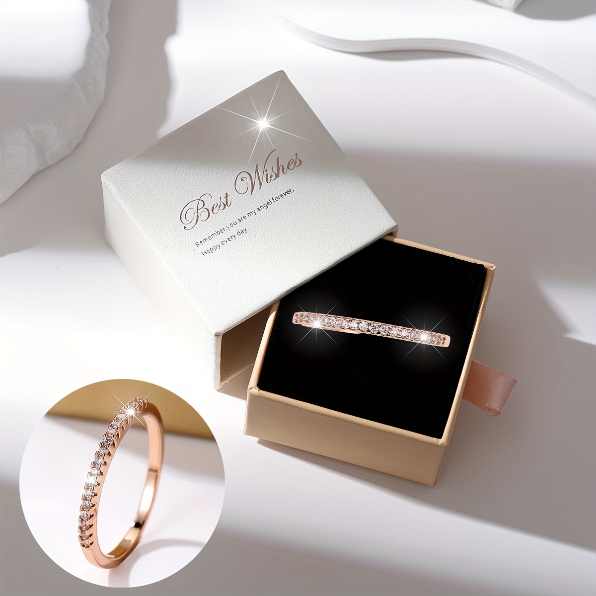 Vintage Style 18K Rose Gold Plated Zirconia Ring