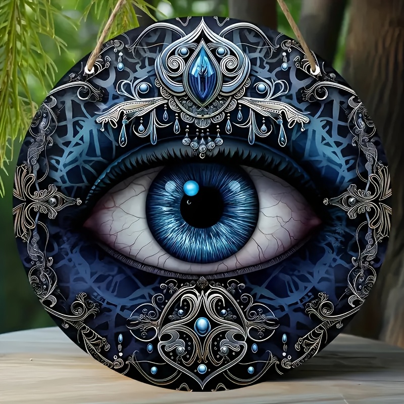 

2d Flat Boho Style 5.91" Round Evil Eye Acrylic Pendant, Mystical 2d Flat Hanging Amulet Charm, Exquisite Detailing Decorative Sign & Plaque For Home, Entryway, Porch, Ideal Gift For Friends