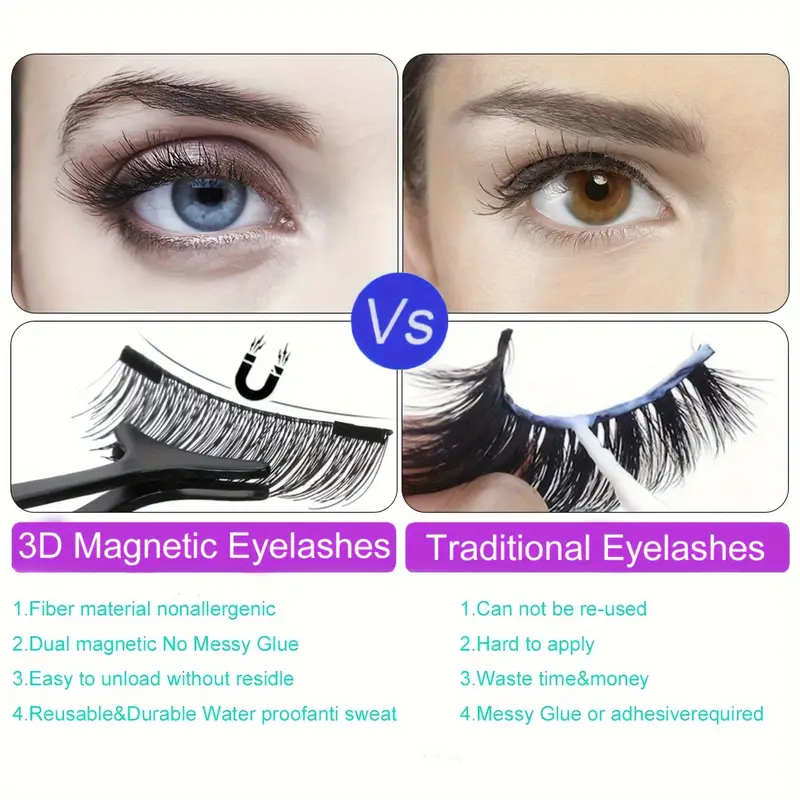 3d magnetic eyelashes nonallergenic reusable easy to apply and waterproof perfect for a festive look details 0