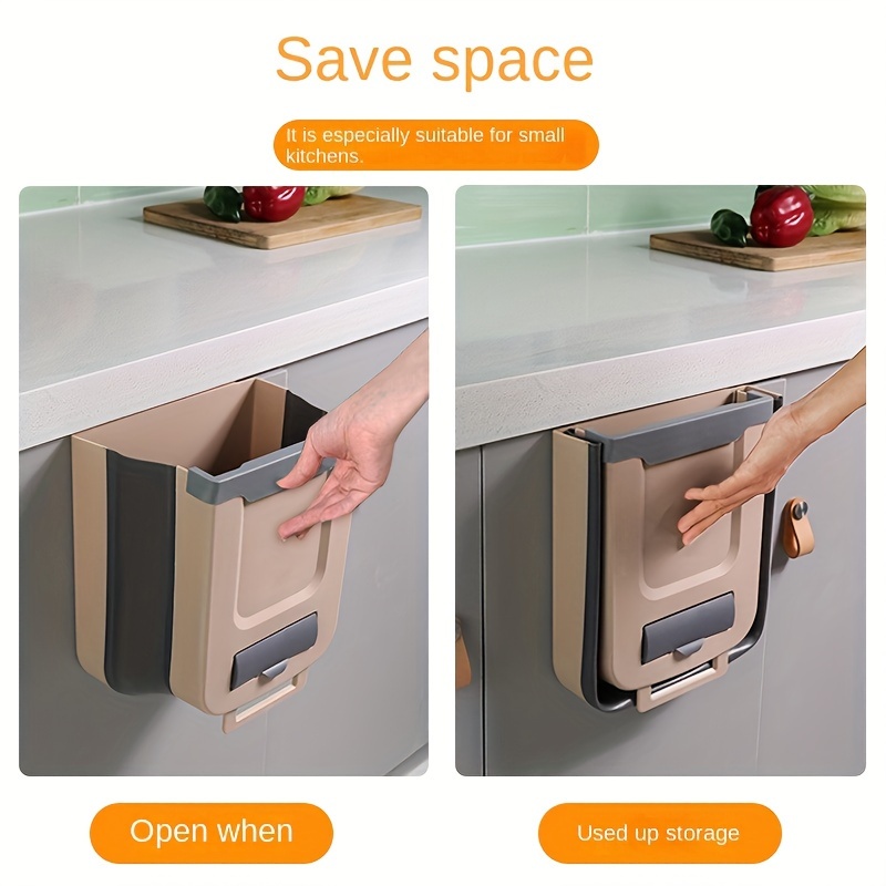 Folding Wall mounted Trash Built in Bag Storage Space saving Temu