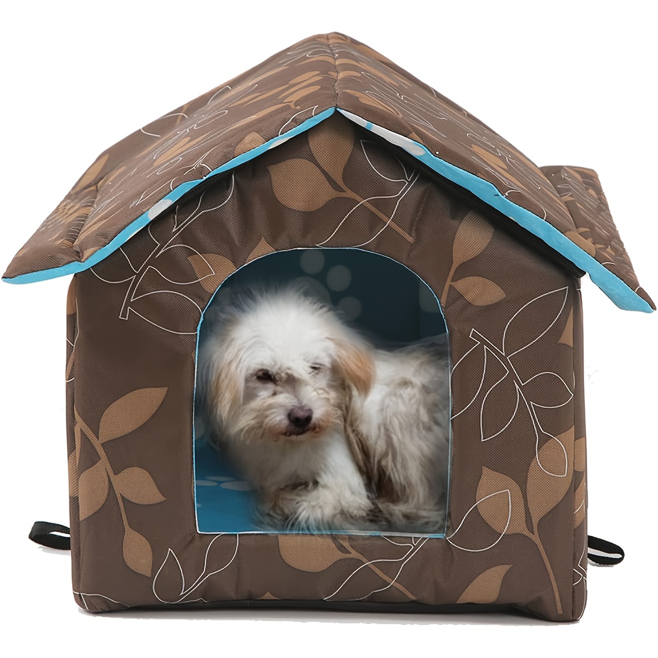 

Shabby Chic Outdoor Cat House, Striped Oxford Fabric, Transparent Curtain, Ideal For Medium Dogs & Cats, Easy Assembly, Perfect For Stray Pets Shelter