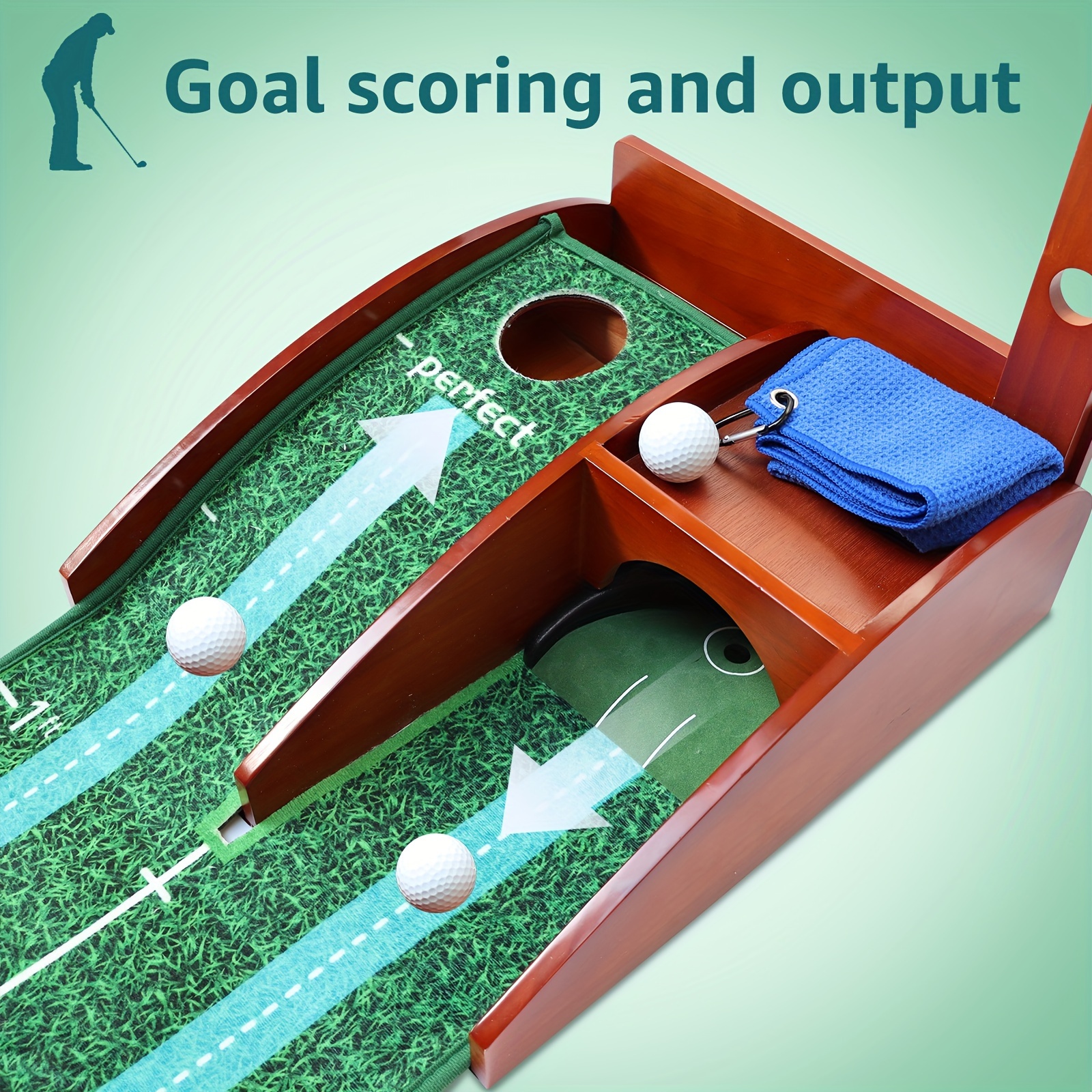 golf putting mat with automatic ball return for indoor golf putting practice portable and easy to clean golf accessories details 2