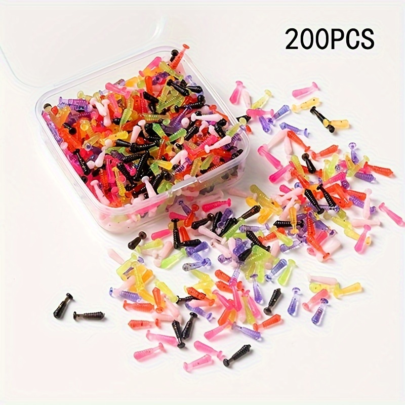 

200pcs 7 mélange 1cm appâts souples, 0,39 pouces flottant T-queue la en eau , TPE, plomb, assorties, boîte