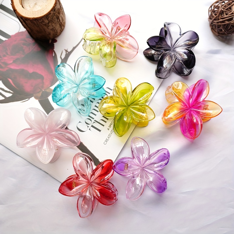 

Elegant Minimalist Flower Hair Claw Clip For Women, Plastic Hair Accessory, Slip-resistant Hawaiian Floral Hair Clamp, Ideal For , Chic Solid Color Hair Clip, Perfect Gift For Girls - Single Pack