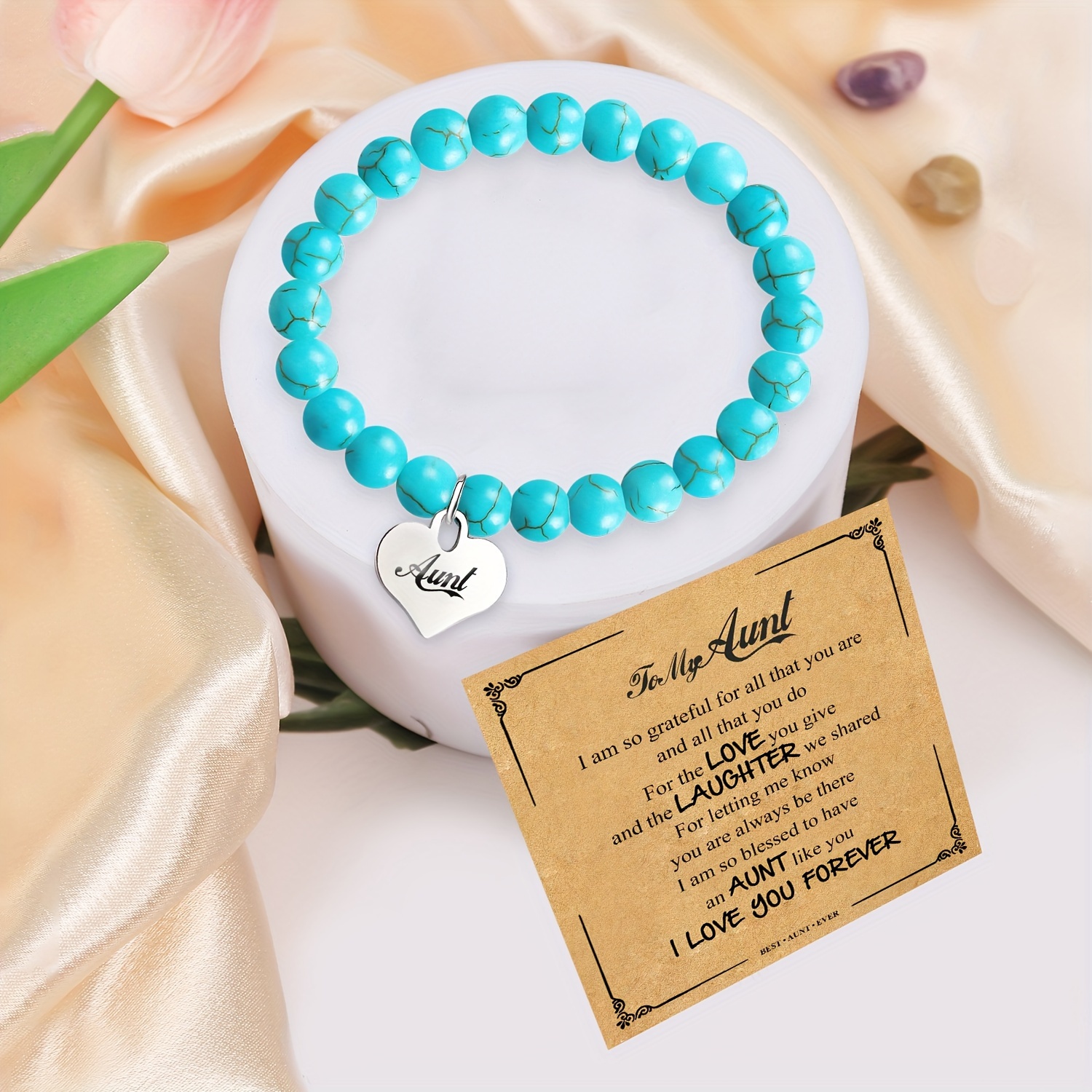 TEMU 1pc Romantic Gifts For Valentine's Day, , Or Birthdays - A -shaped Bracelet For Your Aunt, Complete With A Card. This Bohemian-style Bracelet A