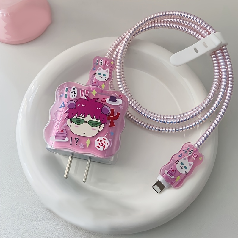 E-shop Nanxiong Muster 18 20W Schnellladeadapter-Schutzhülle, passend für iPhone 15 14 13 12 11 Datenkabel-Schutzhülle, Kabelaufroller