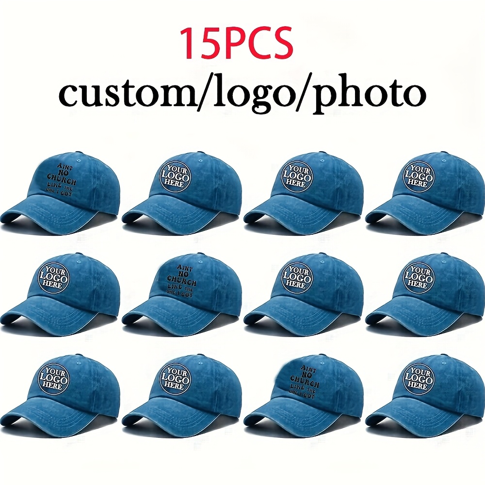 Custom 15pcs Adjustable Baseball Caps, Lightweight and Breathable