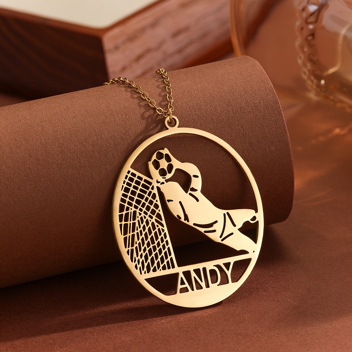 TEMU Collana Pendente Personalizzata con da Calcio - in Acciaio Inossidabile 304 con Incisione Personalizzata Lettere Inglesi - Regalo di Compleanno