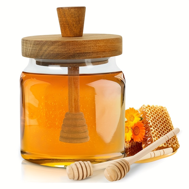 

Glass Honey Jar With & Lid - Airtight Kitchen Storage For Coffee, Tea, Grains | Reusable, Round Container