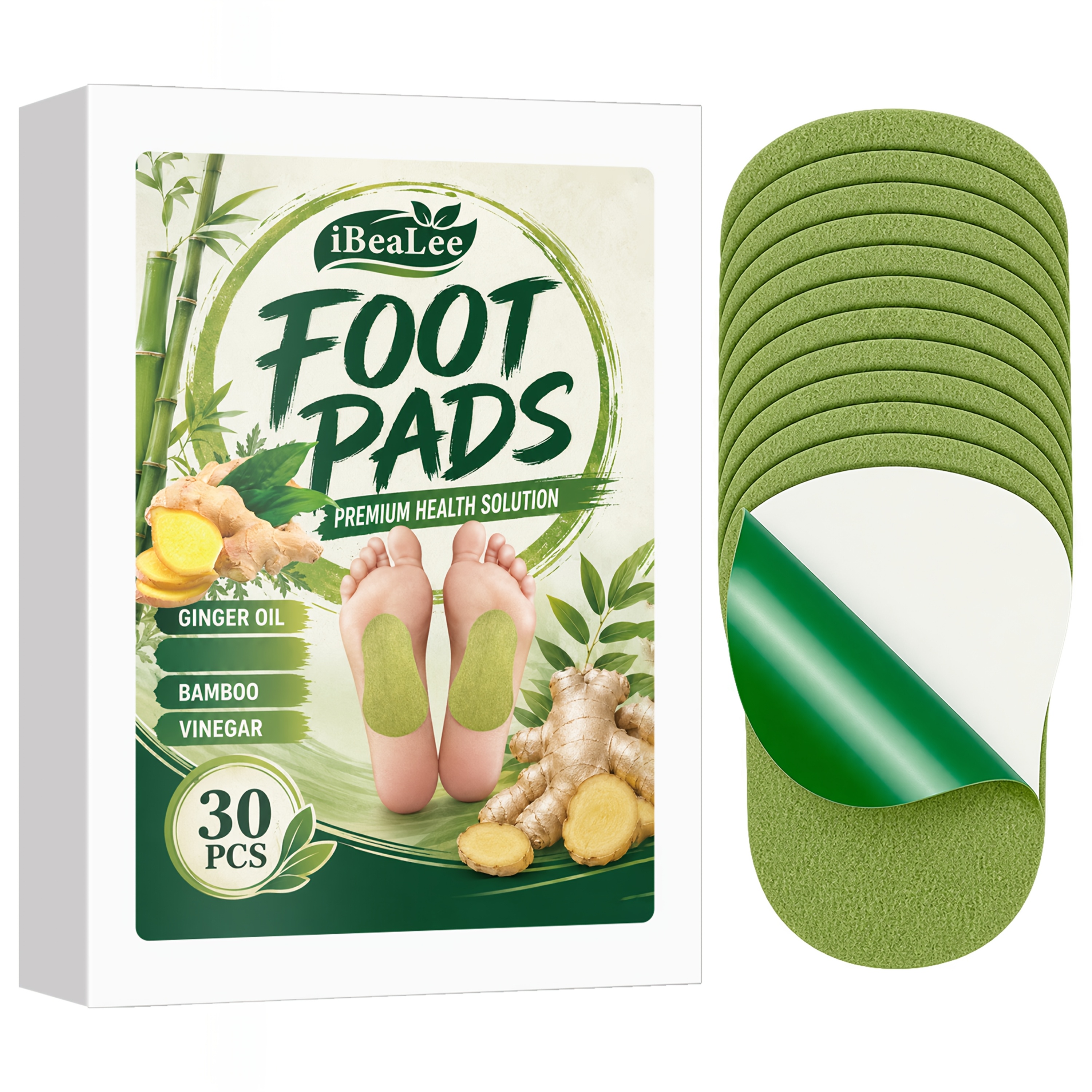 TEMU 30pcs Foot Pads - Natural Bamboo Vinegar, Ginger Oil Foot Scrubbers, Non-alcohol Formula, For Dry, Calloused, Cracked Feet - Cleaning Foot Pads,