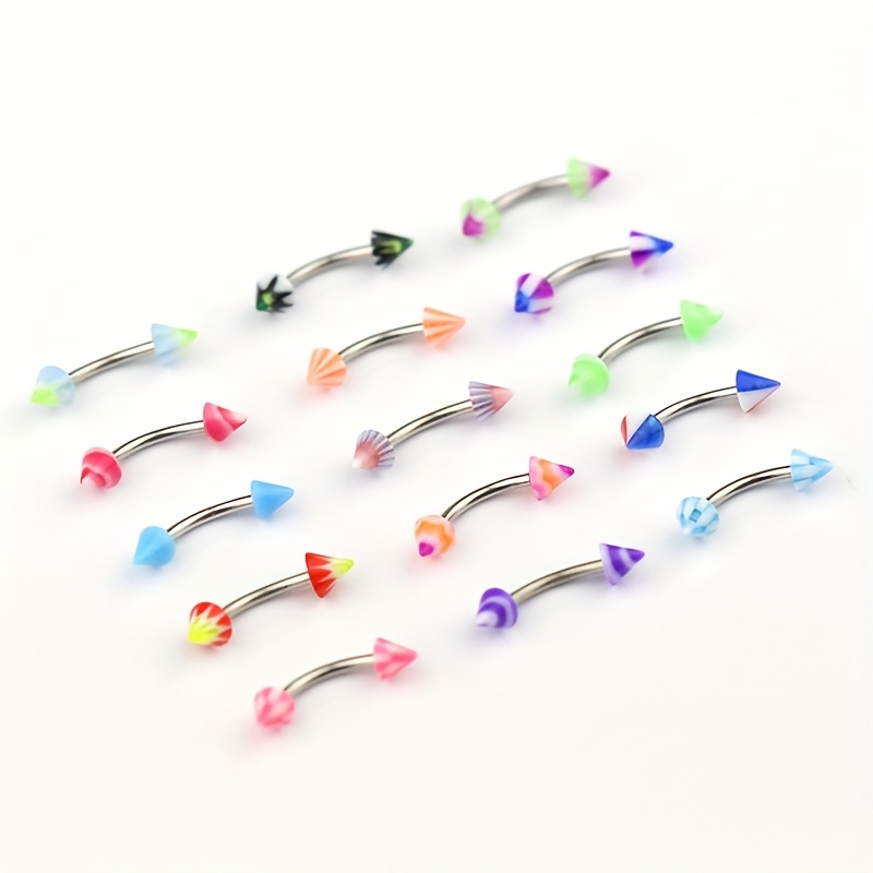 10pcs Acrylic Eyebrow Ring Stud Earrings, Body Jewelry