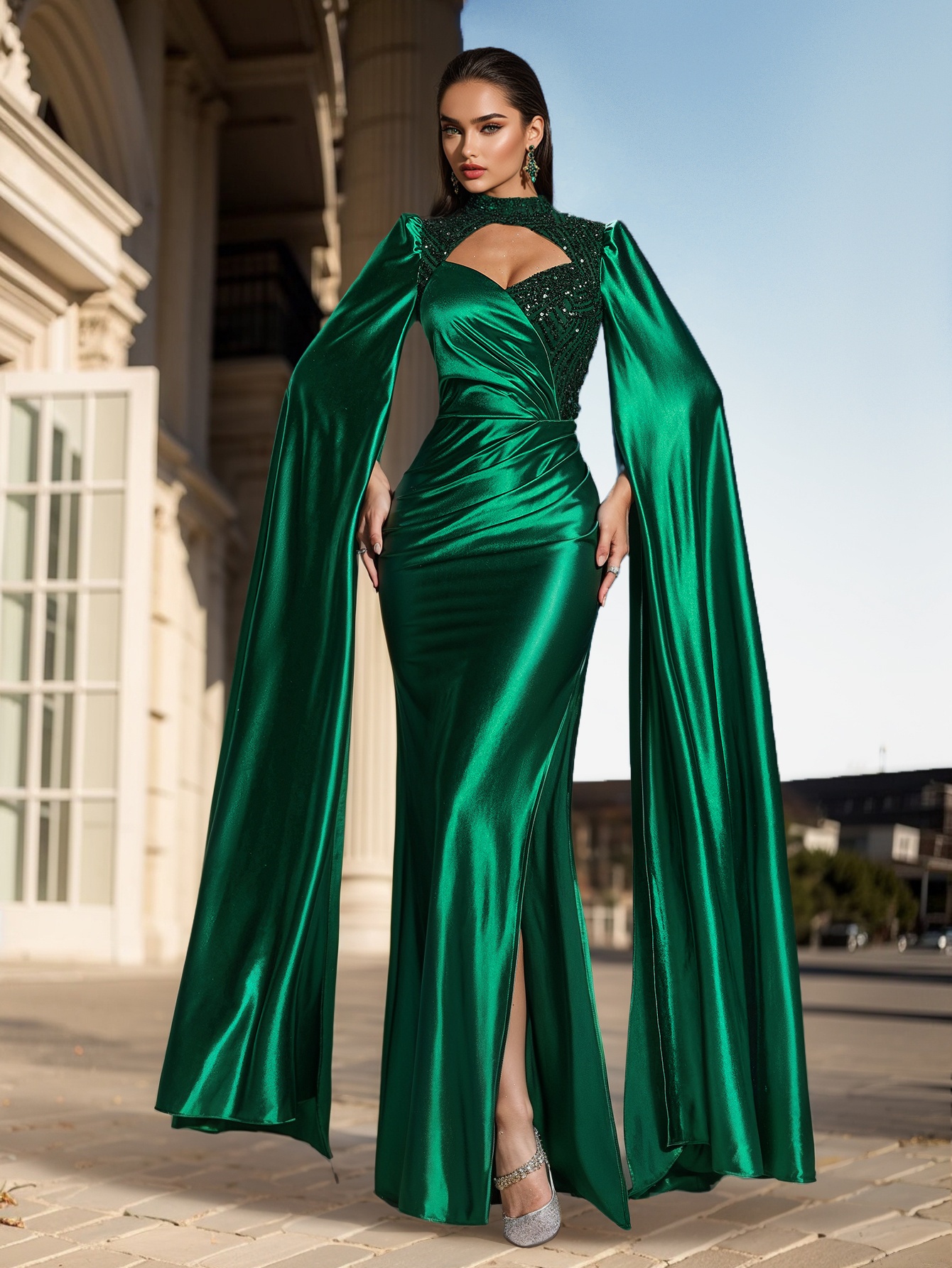 emerald green dress sold on Temu United States