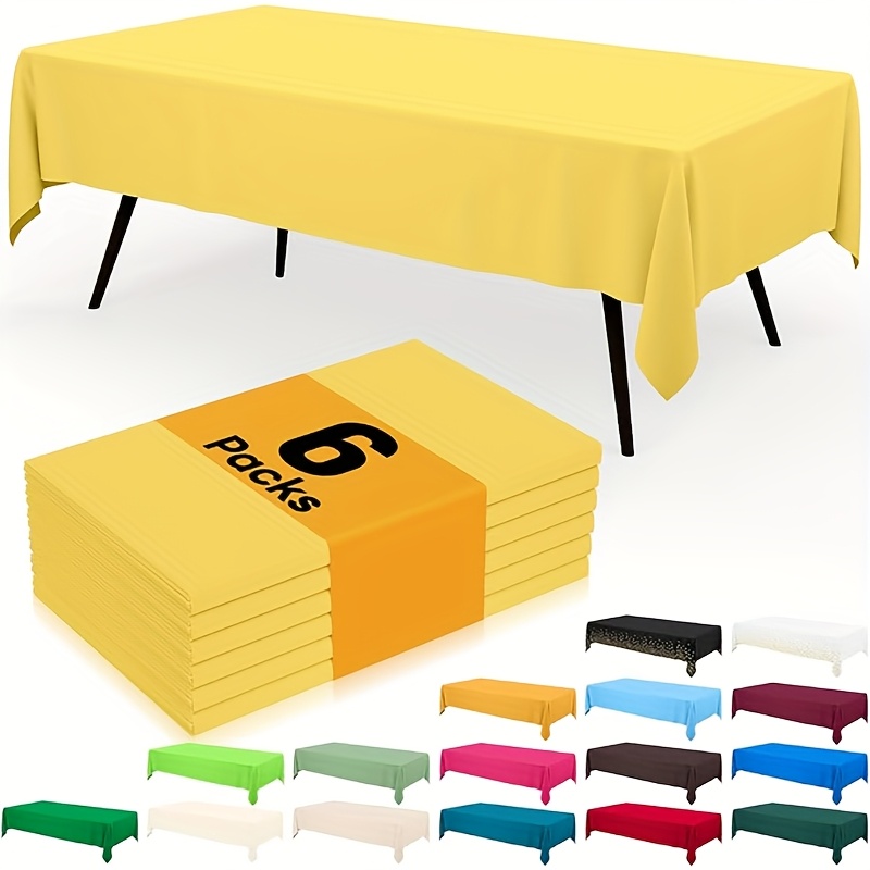 6 pack disposable plastic tablecloths 54 x72 vibrant solid colors for indoor outdoor parties weddings birthdays christmas anniversaries gender reveals durable machine made buffet table coverings disposable table cloth party table