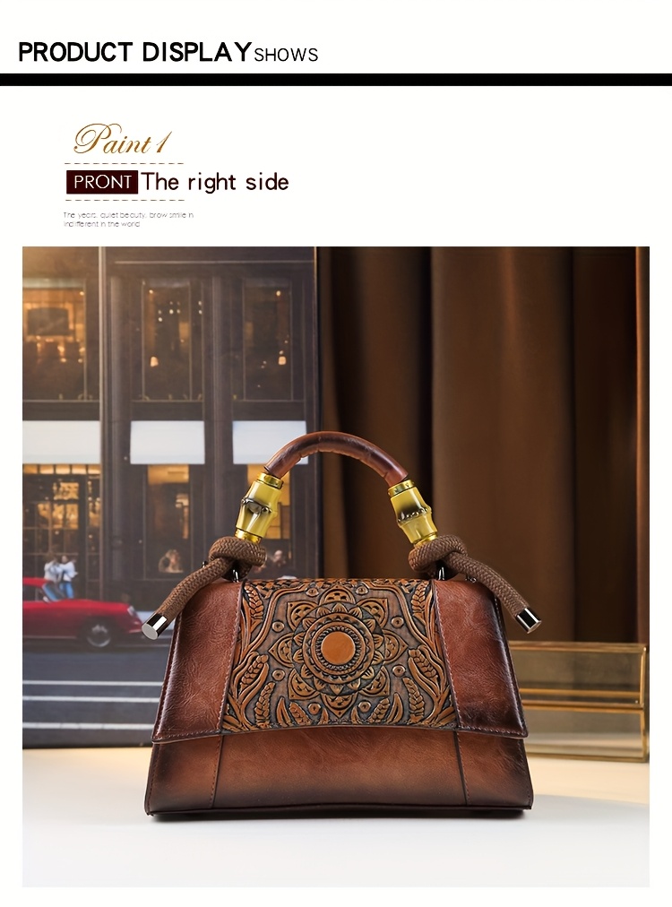 Red Vintage Sunflower Carved Bag back view