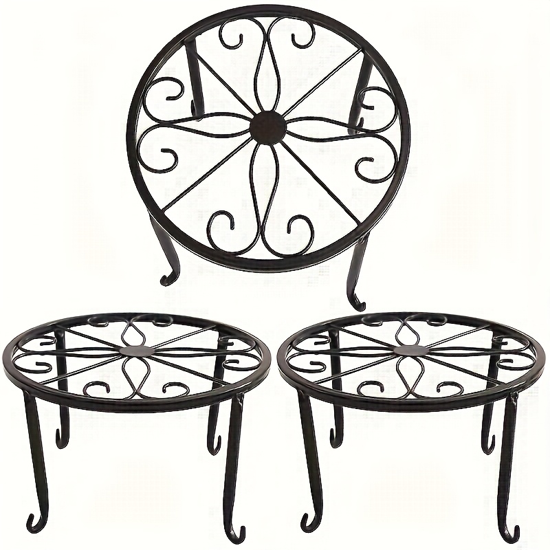 2pcs rust proof iron plant stands circular polished metal flowerpot holders for indoor outdoor garden patio balcony sturdy durable decorative plant display stands weatherresistant stand outdoor plant stand