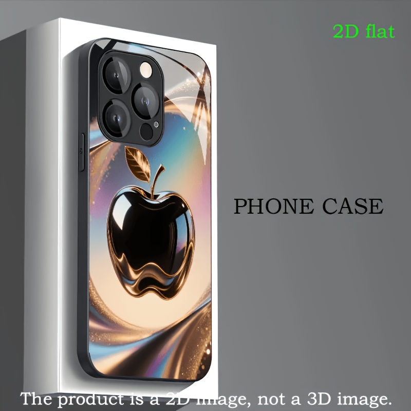 TEMU Phone Case - 2d Flat Black And Golden Iridescent Pattern Hd New Full Coverage Luxury Case Suitable For Iphone 18 Pro/18 Pro Max 17/17 Pro/17