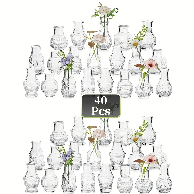 Mini Glass Bud Vase For Centerpiece 40pcs Loose Vase-transparent Mini Vintage Vase Set Home Decor