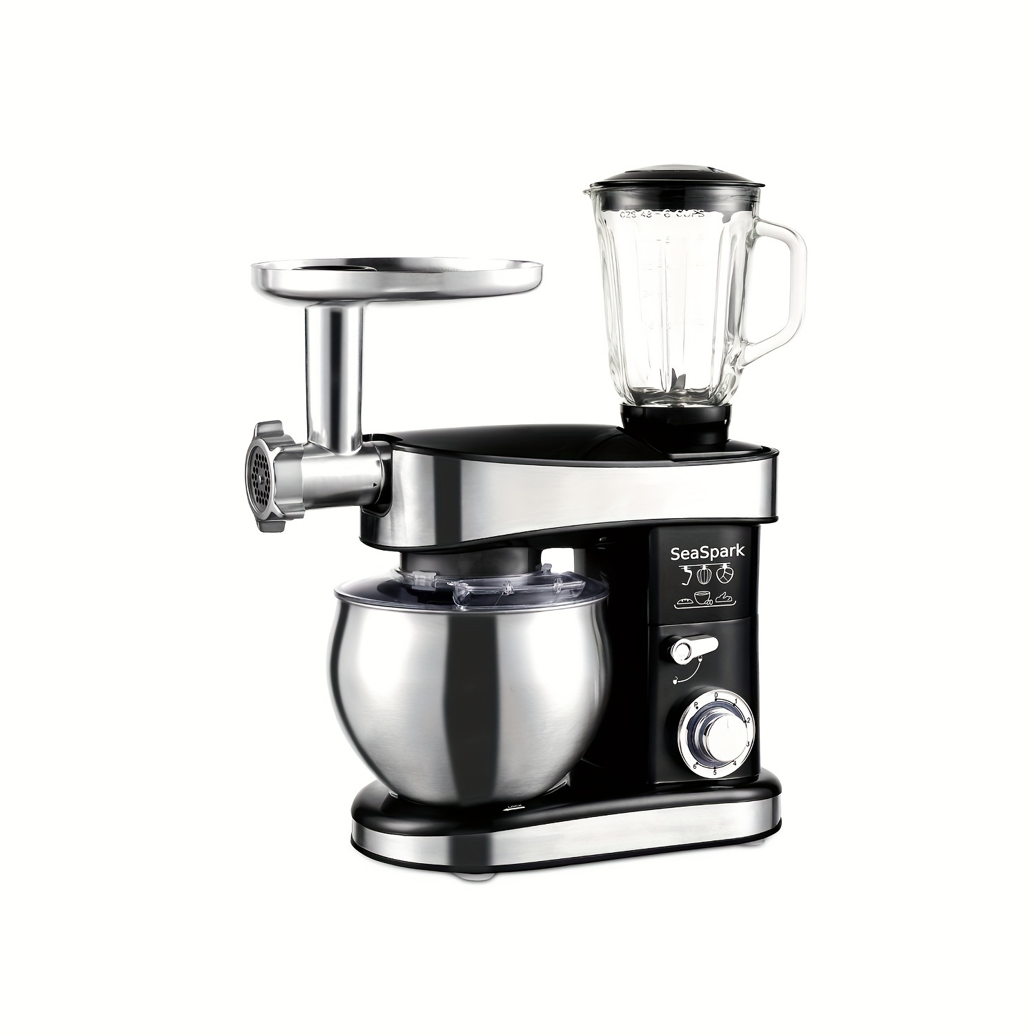 TEMU 1pc Kitchen Electric Mixer, 6-speed Tilting Mixer With Button, Including 6.3qt Stainless Steel Bowl, Dough Hook, Mixer, Egg Mixer, Spatula