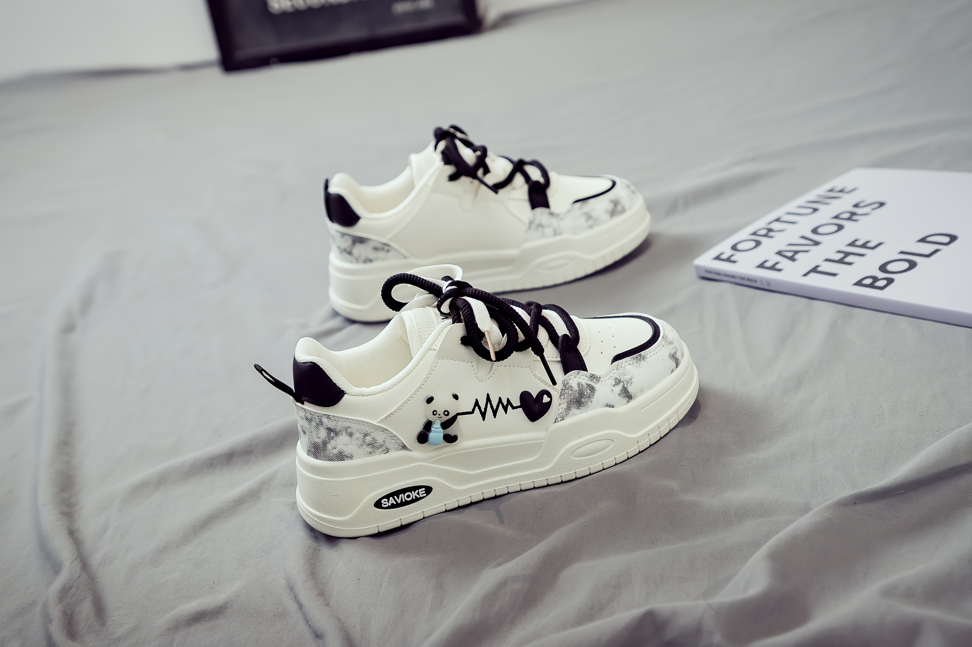 Women's White Platform Sneakers - Chunky Platform Shoes with Upper & PVC Sole, Lace-Up Mid-Top Casual Athletic Wear Suitable for Spring/Autumn, - Comfortable Footwear, Women Shoes