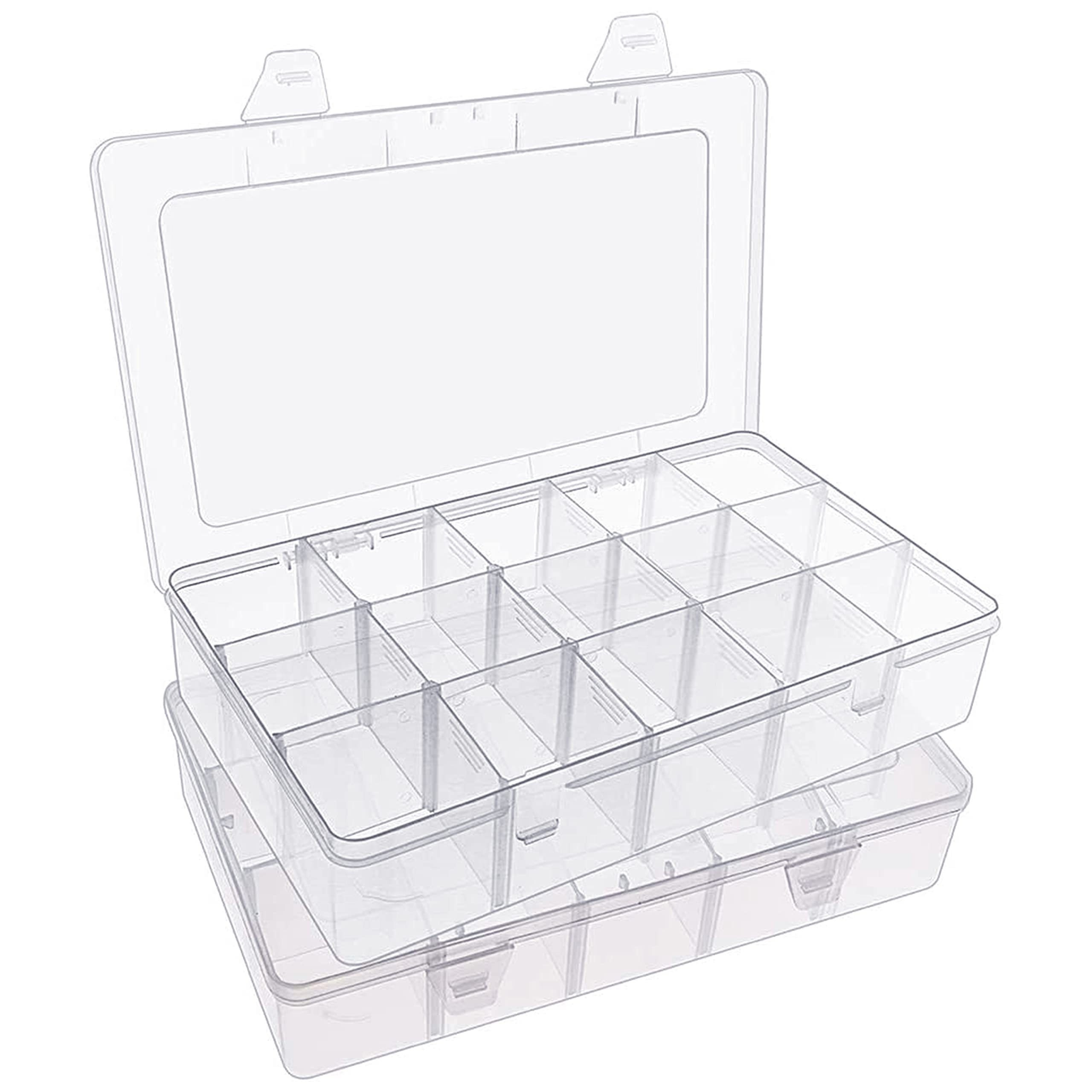 

2pcs Tackle Box Organizers And Storage 15 Girds Clear Plastic Organizer Box Storage For Washi Tape Jewelry Crafts Organizer