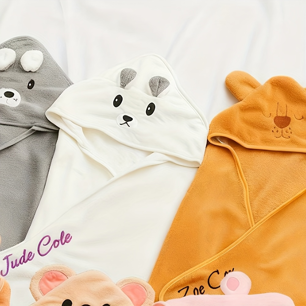 Personalized Animal Hooded Towel, Custom Name/Text/Initial
