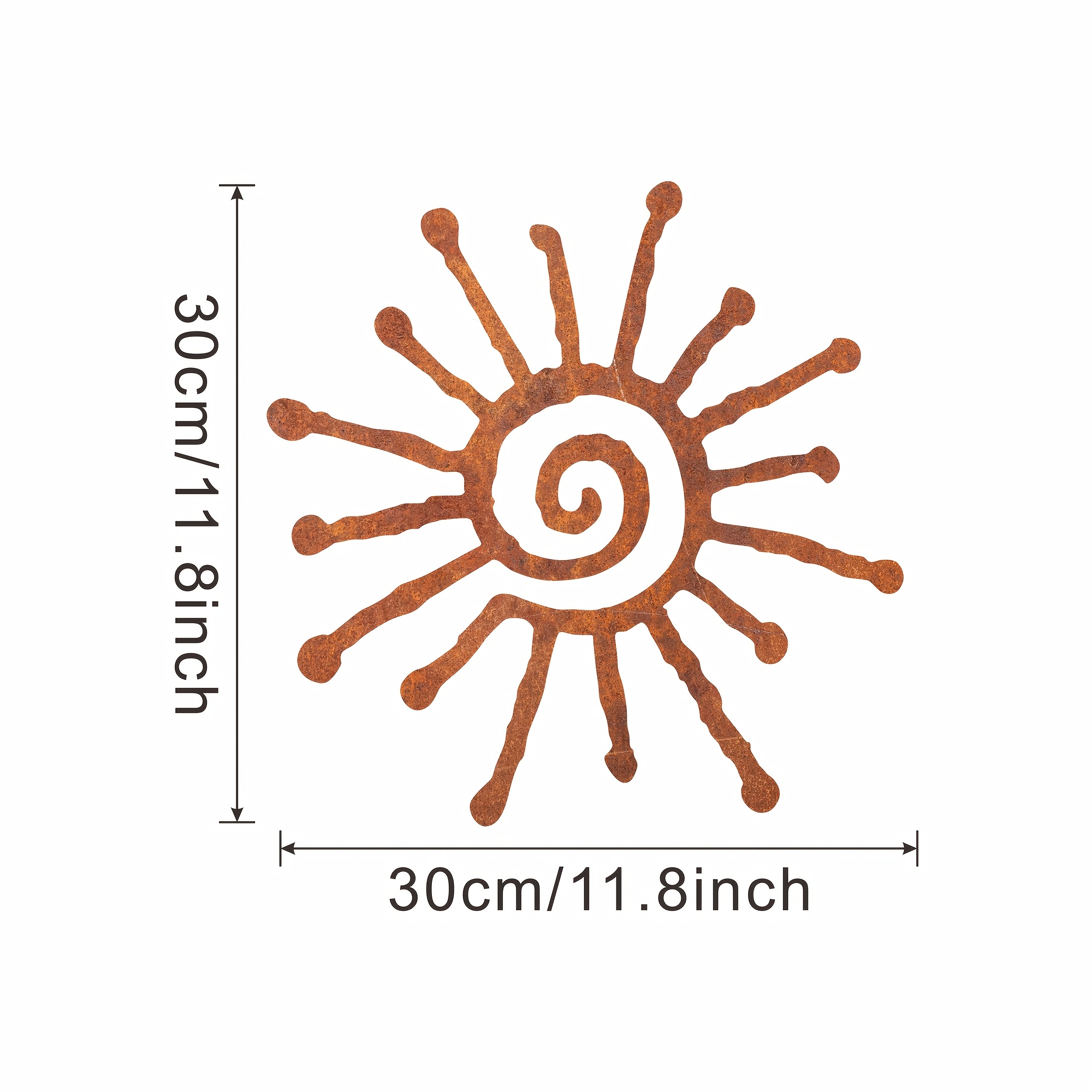 [2d Flat] Rusty Metal Original Spiral Sun Wall Decor, Weatherproof Decor, Unique Housewarming Gift For Earthy And Spiritual Homeowners