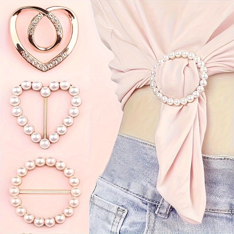 Image of 3pcs Multi-functional T-shirt Corner Buttons, Clothing Fasteners, Hem Knot Buttons, High-end Shirt Waist Tightener, Scarf Pin