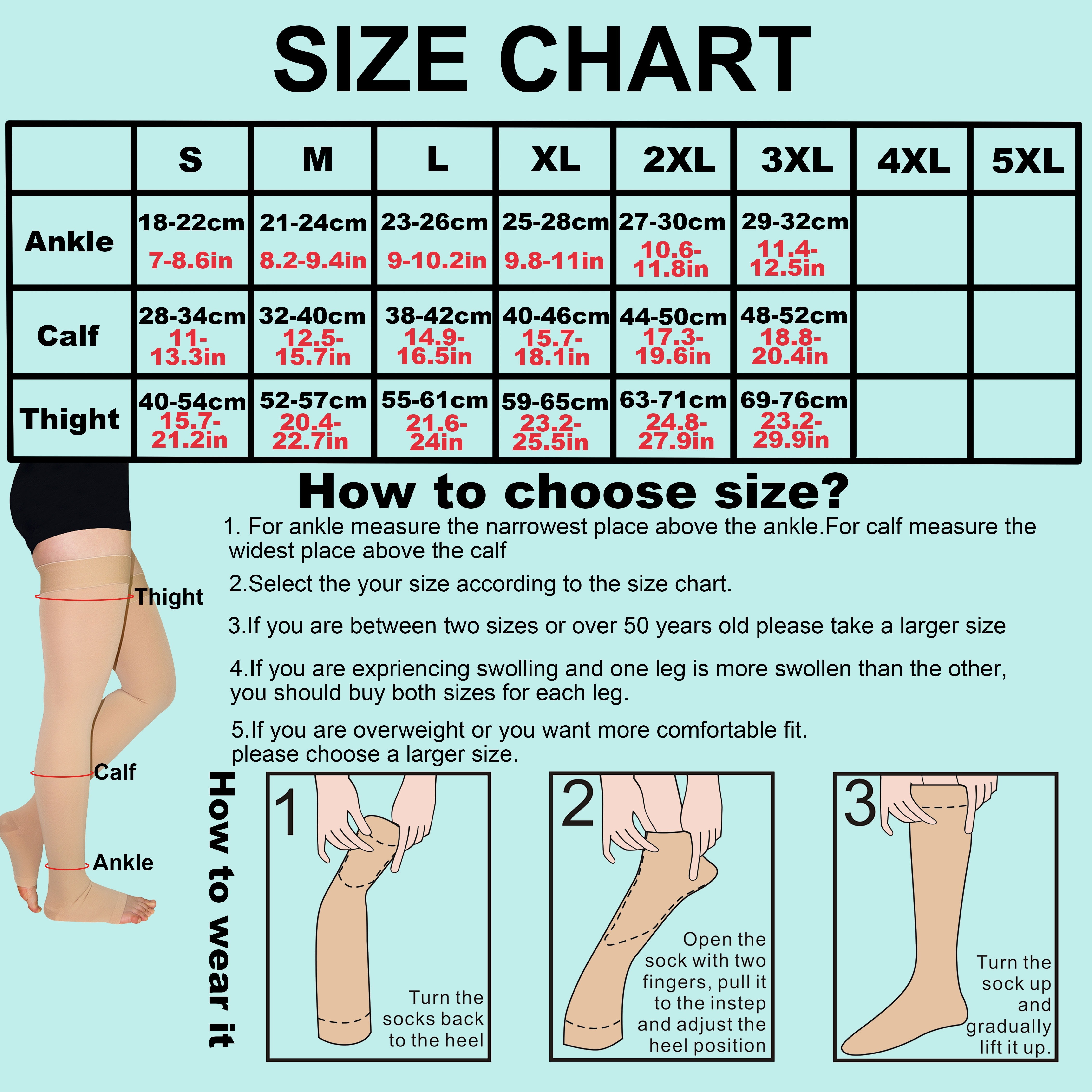 Thigh High Compression Stockings 20-30 mmHg Support Socks Varicose Veins  Edema 