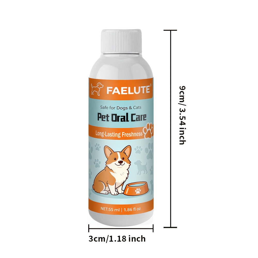 FAELUTE Pet Dental Care Mouthwash Water Additive - for Dogs, Cats & Small Pets, Daily Oral Hygiene Care, Home Outdoor Travel Use, Freshens Bad Breath, Plaque & Tartar Control, No Brushing Required Easy Liquid Formula