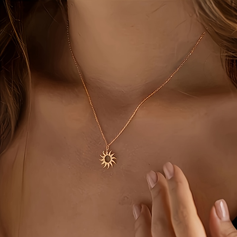 E-shop Modische individuelle geometrische Sonnenblumen-Mode-Individual-Halskette mit einfachem Anhänger, Alltags--Feiertags-Urlaubs-Schmuck-Halskette