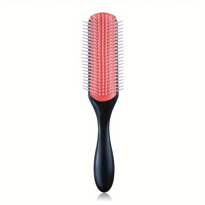 

9 Row Detangling Brush For Curly Hair: Abs Plastic Handle And Nylon Pins For Wet Or Dry Hair - Suitable For Women And Men